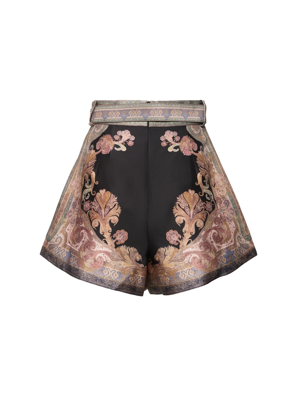 Shop Zimmermann Illustration Silk & Cotton Shorts In Black/multi