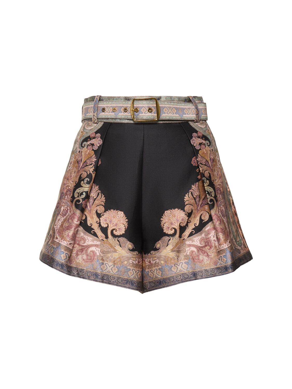 Shop Zimmermann Illustration Silk & Cotton Shorts In Black/multi