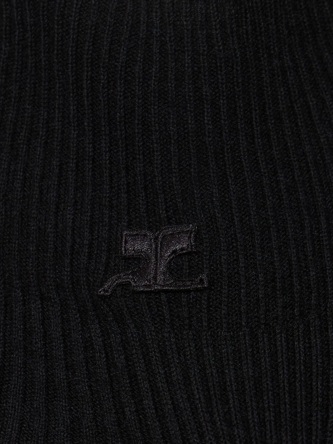 Shop Courrèges Cotton Blend Turtleneck Sweater In Black