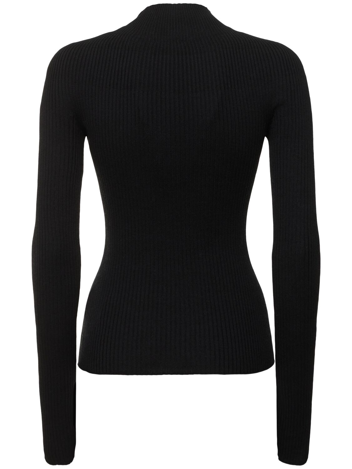 Shop Courrèges Cotton Blend Turtleneck Sweater In Black