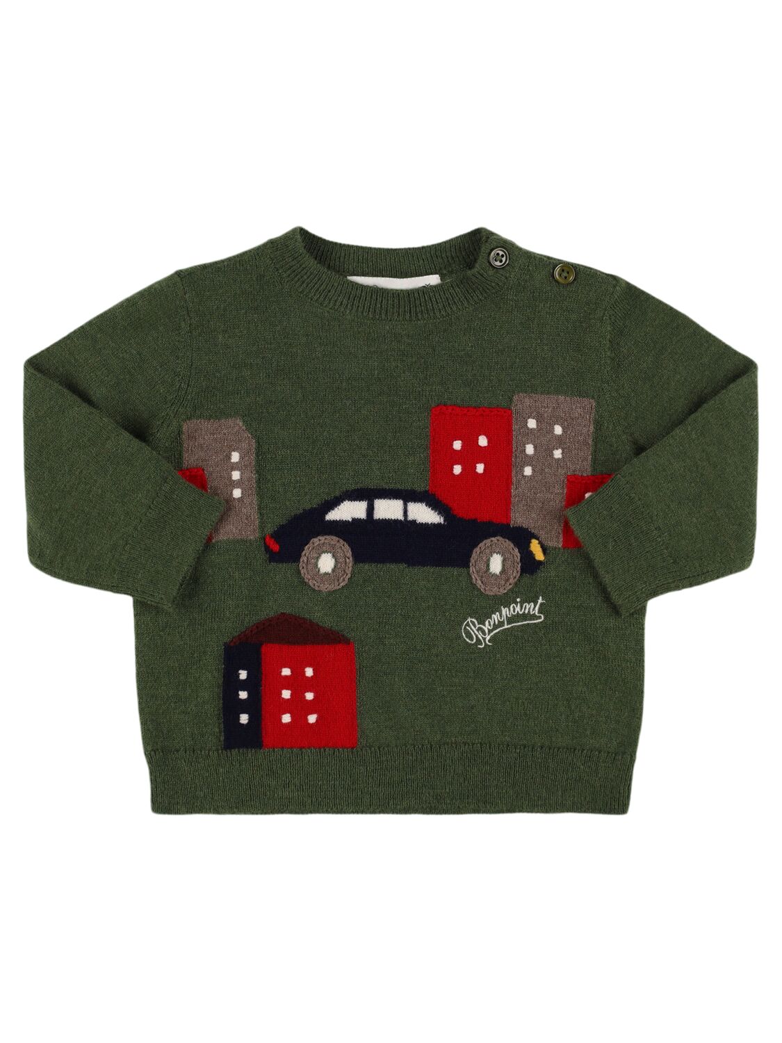 Bonpoint Kids' Wool Knit Sweater In Green