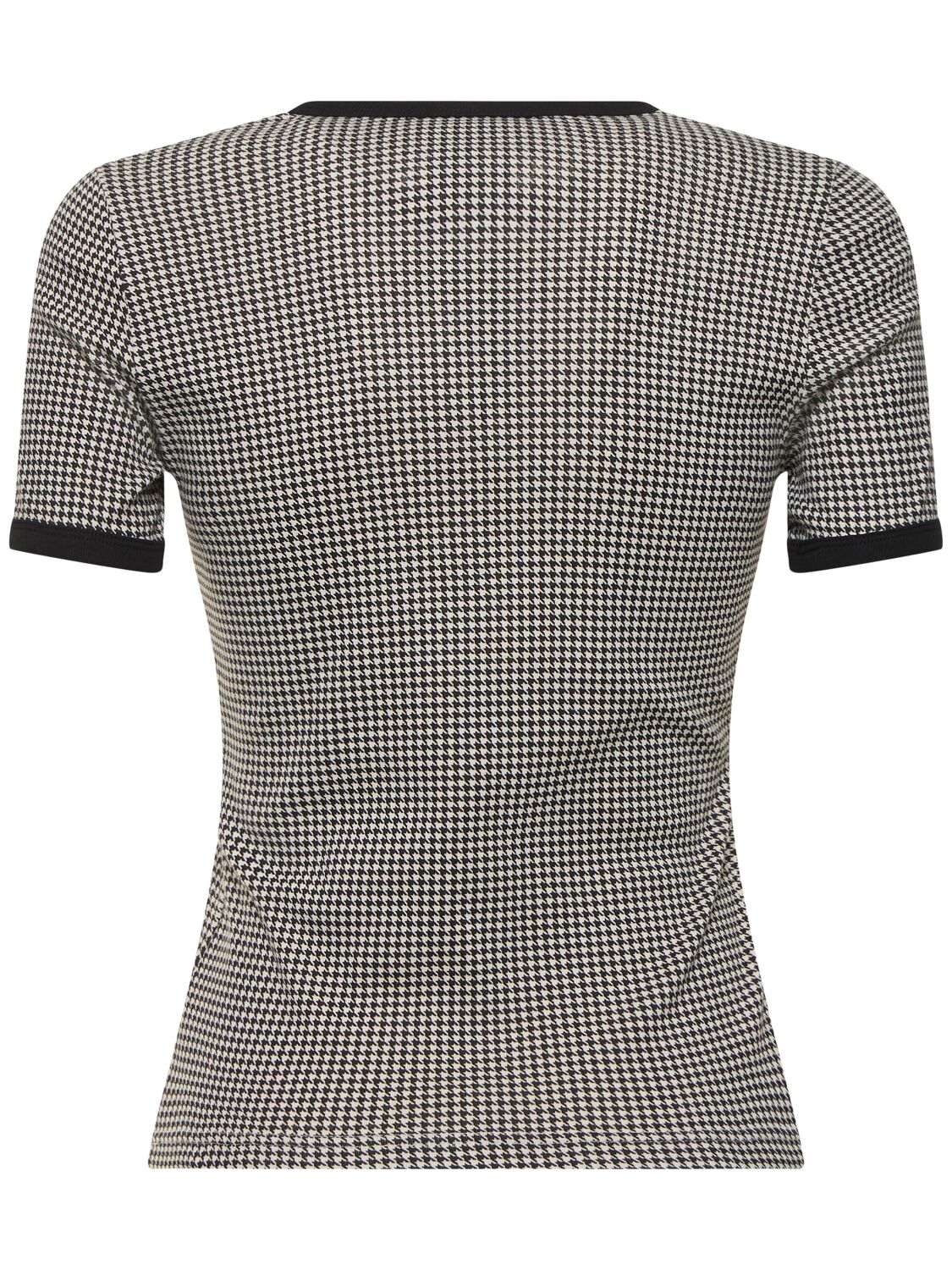 Shop Courrèges Contrast Houndstooth Cotton T-shirt In White/black