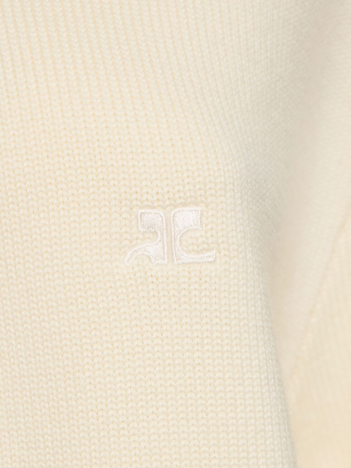 Shop Courrèges Zipped Wool Sweater In White