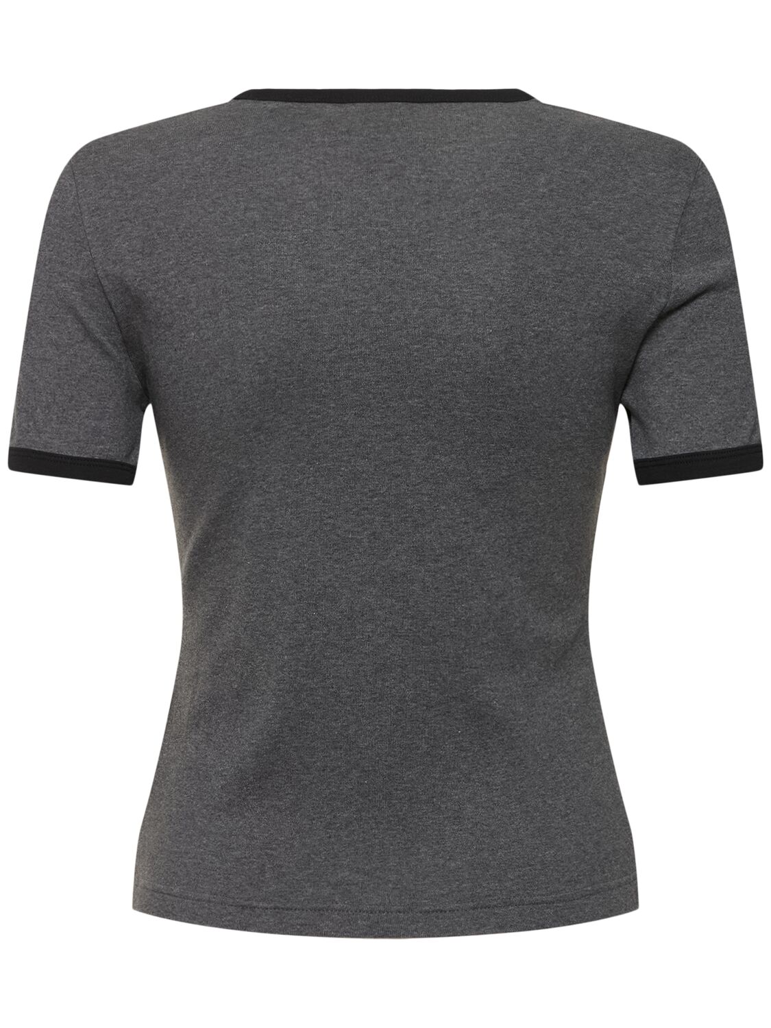 Shop Courrèges Signature Cotton Contrast T-shirt In Grey