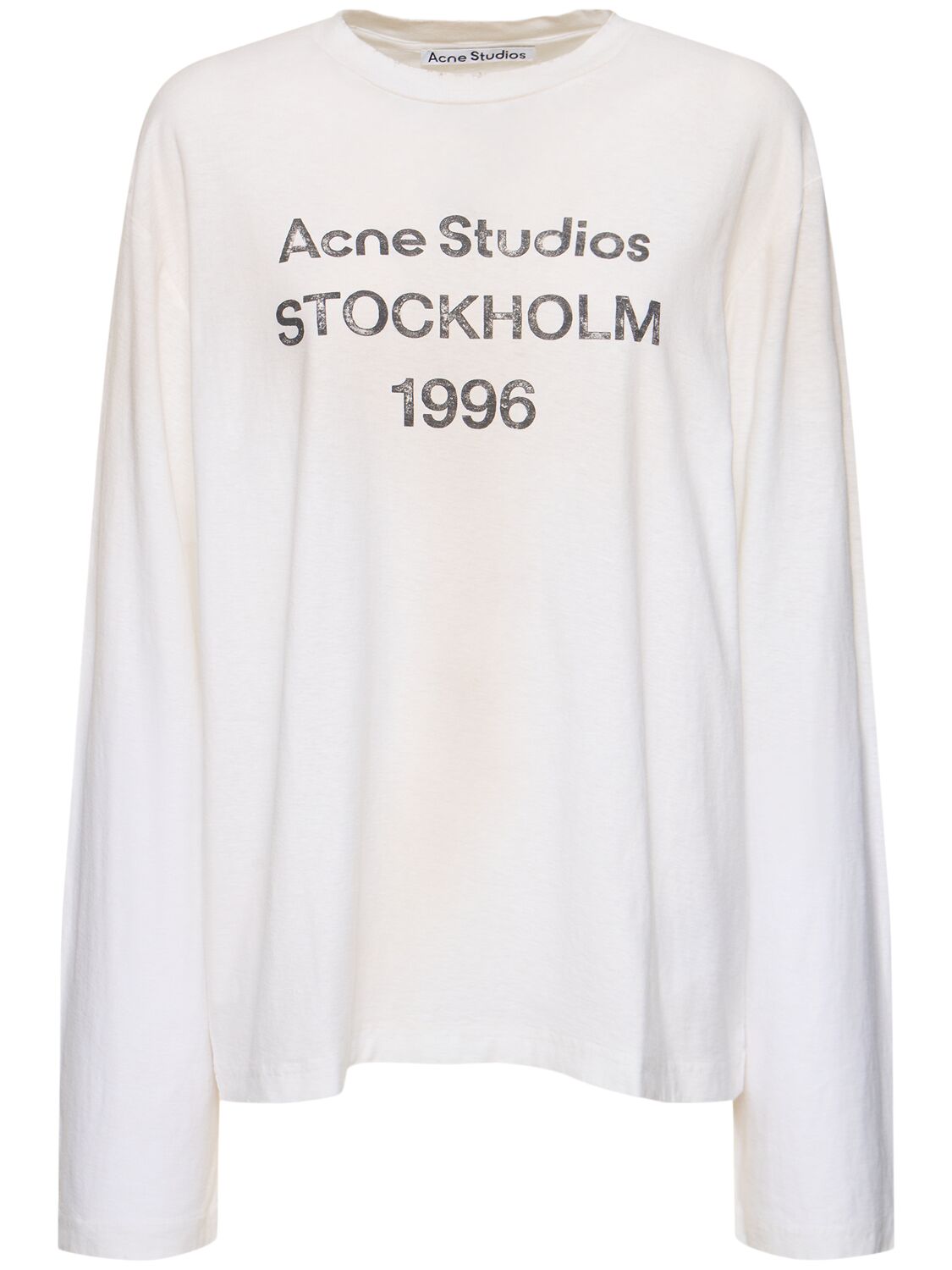 Acne Studios Womens Dusty White Edden 1996 Long-sleeve Cotton And Hemp-blend Jersey T-shirt In Dusty White