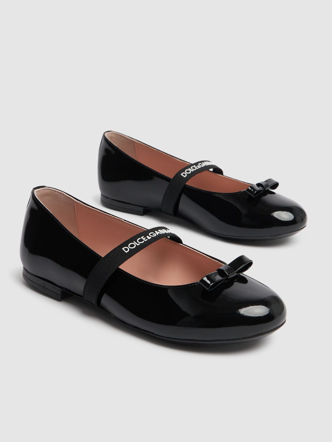 Dolce & Gabbana Patent Leather Ballet Flats With Bow In Black