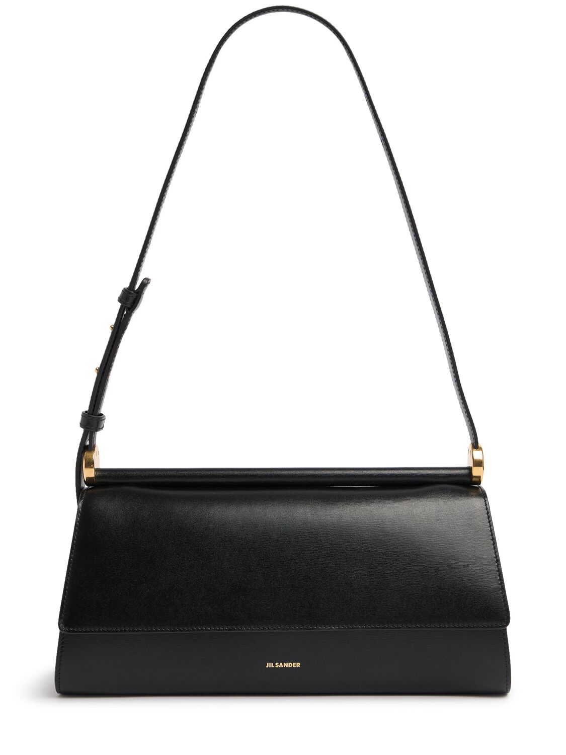 Jil Sander E/w Ghost Leather Shoulder Bag In Black