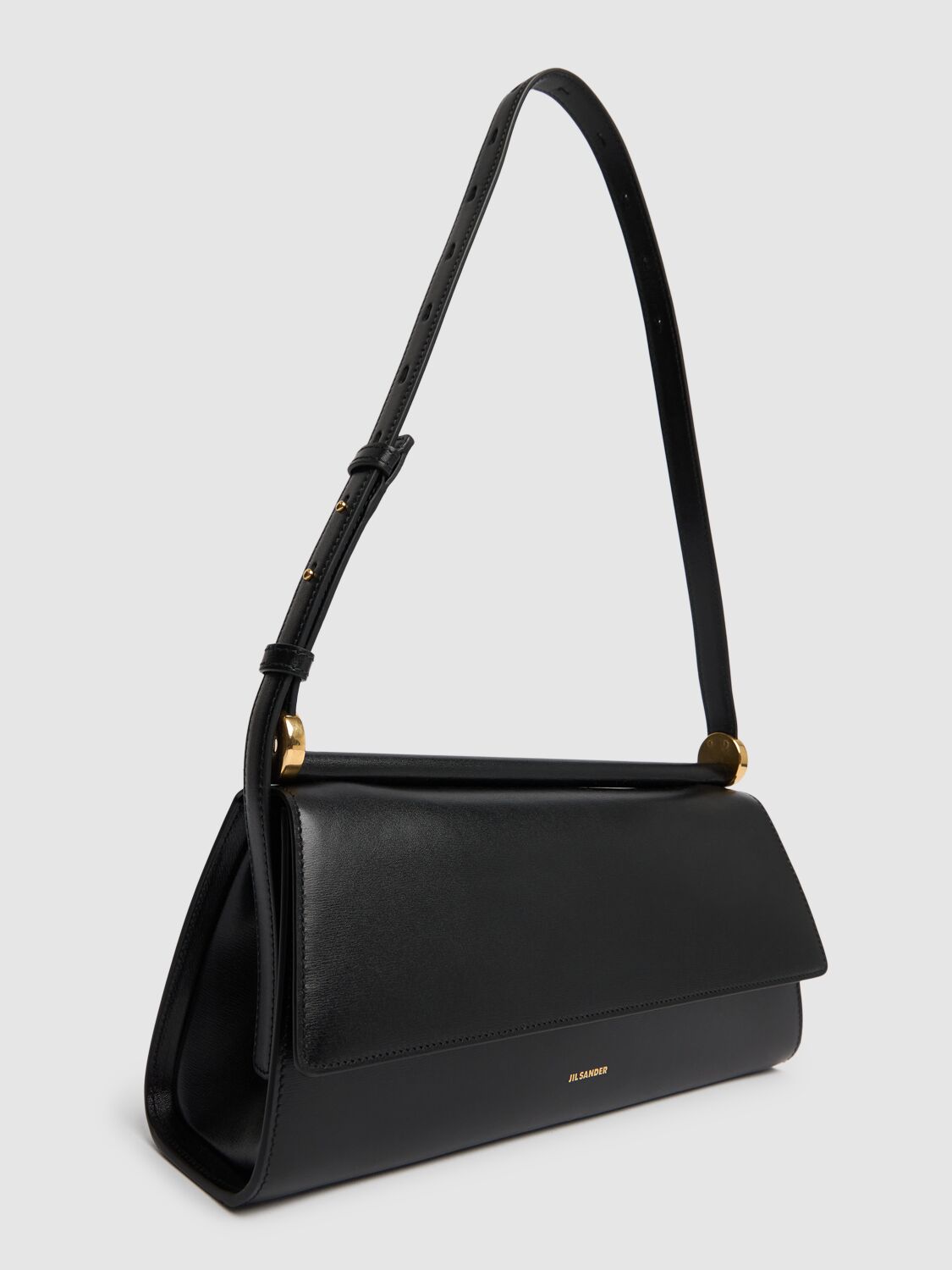 Shop Jil Sander E/w Ghost Leather Shoulder Bag In Black