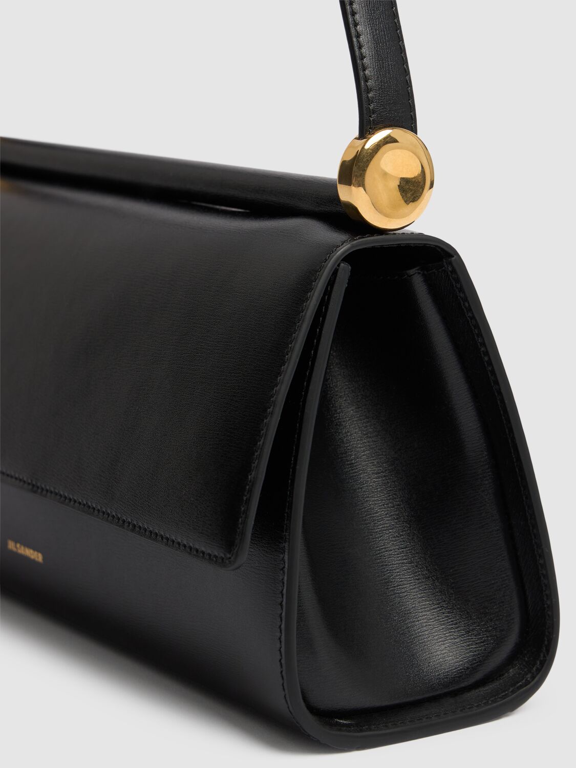 Shop Jil Sander E/w Ghost Leather Shoulder Bag In Black