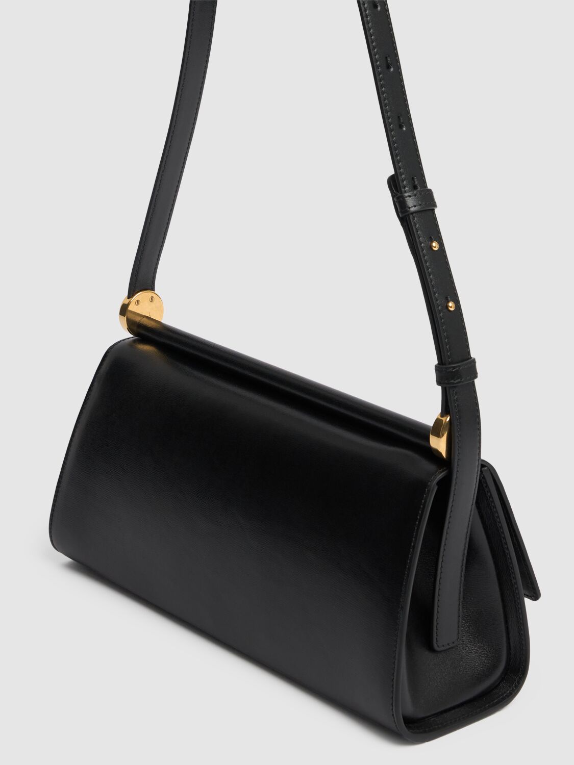 Shop Jil Sander E/w Ghost Leather Shoulder Bag In Black