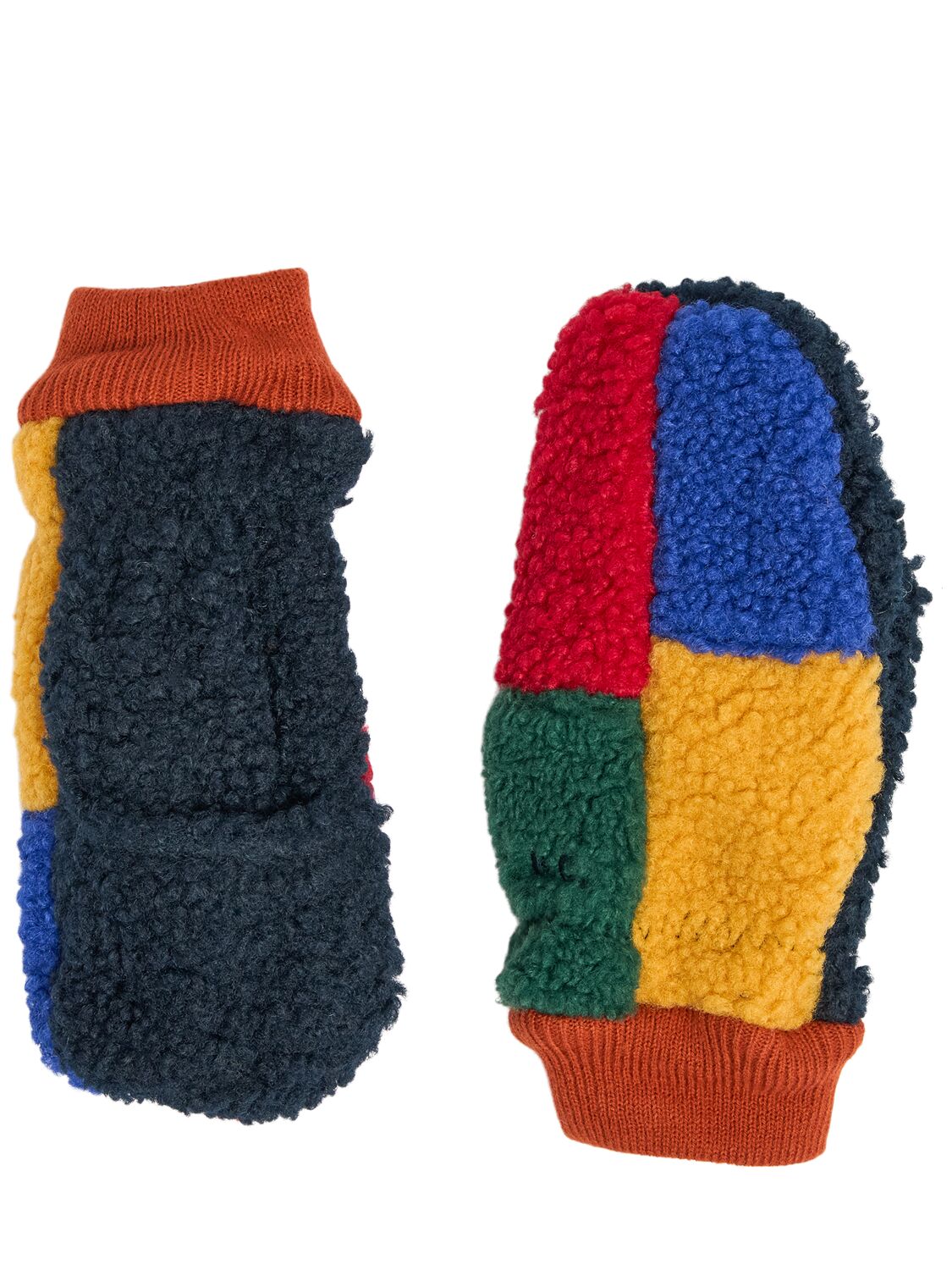 Bobo Choses Color Block Poly Teddy Mittens In Multicolor