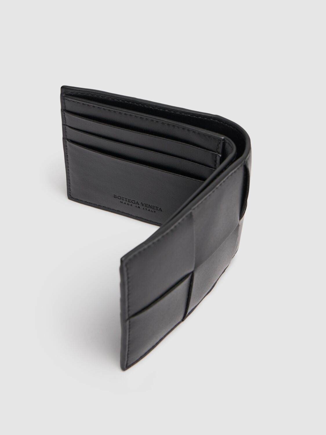 Shop Bottega Veneta Cassette Leather Bi-fold Wallet In Black