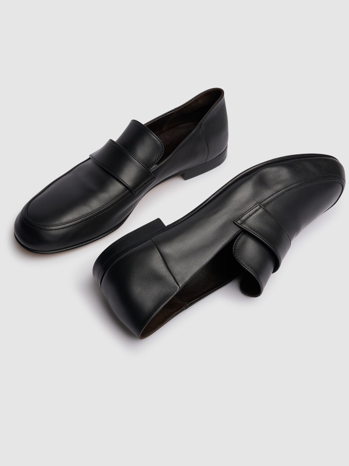 Shop The Row Classic Leather Loafers In Black