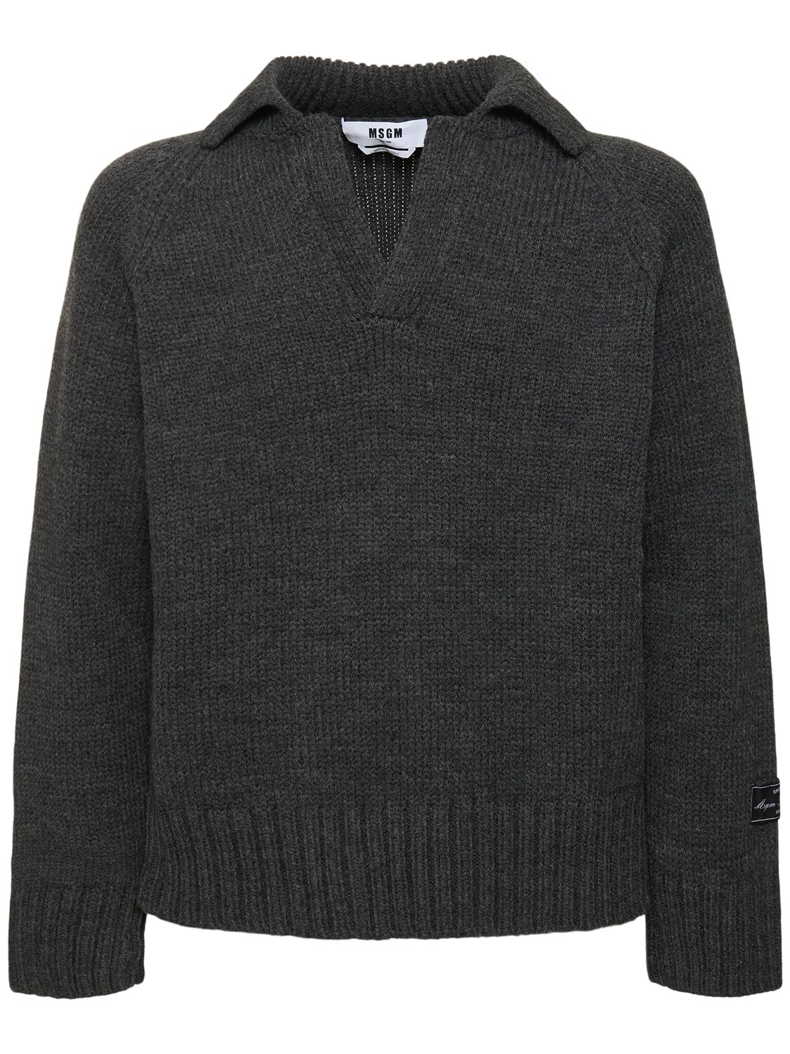 Msgm Ribbed Anthracite Knit Sweater