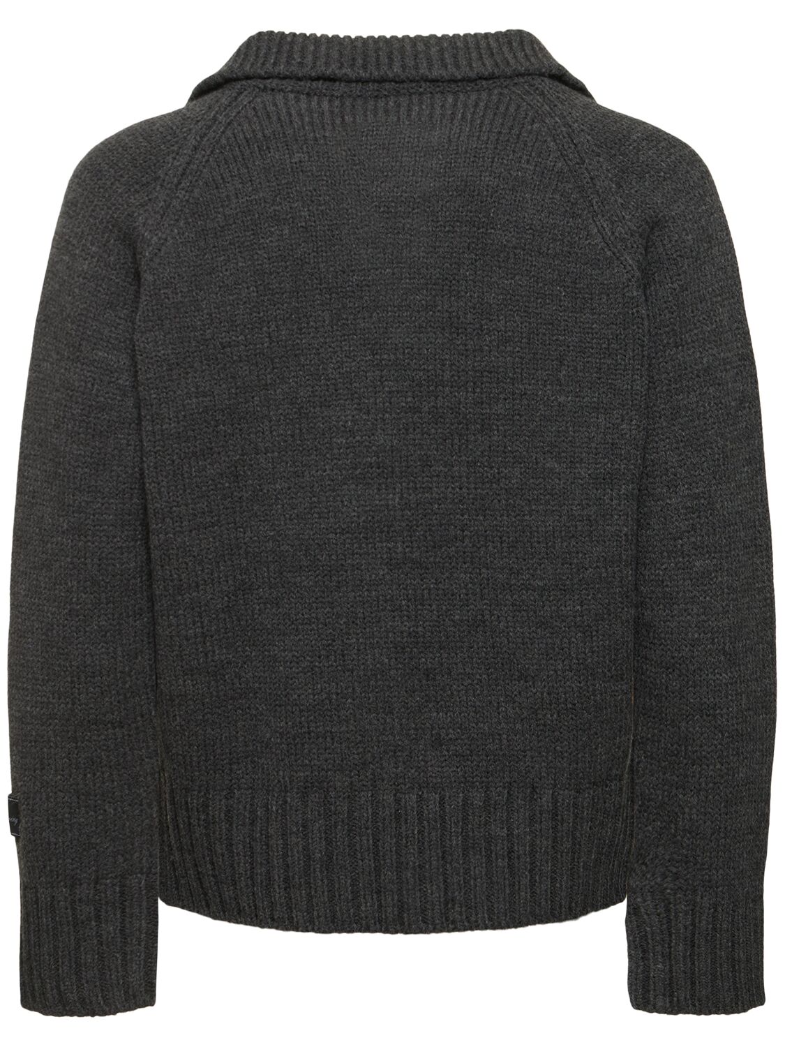 Shop Msgm Ribbed Anthracite Knit Sweater