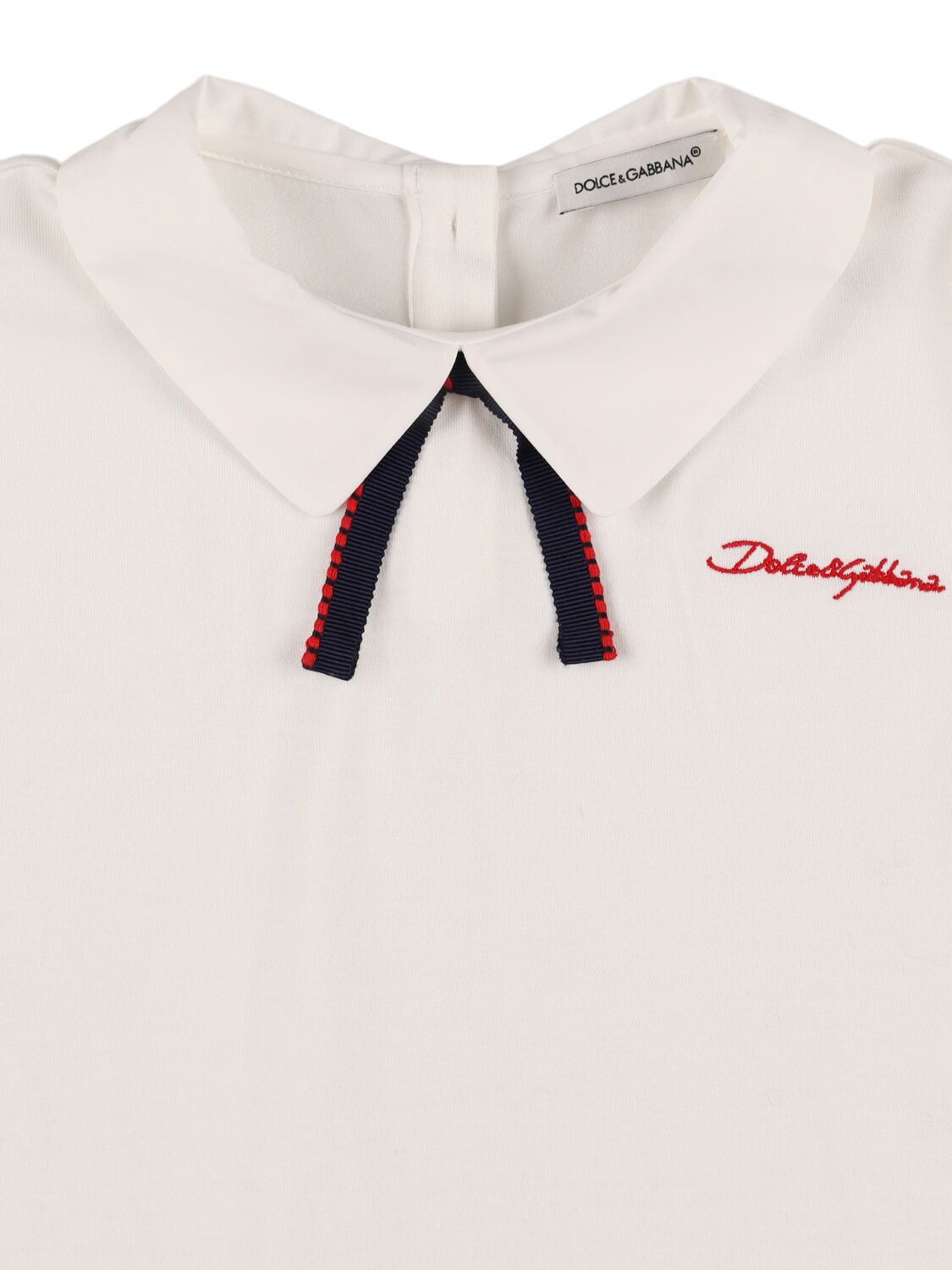 Dolce & Gabbana Embroidered Logo Cotton Jersey T-shirt In 白色