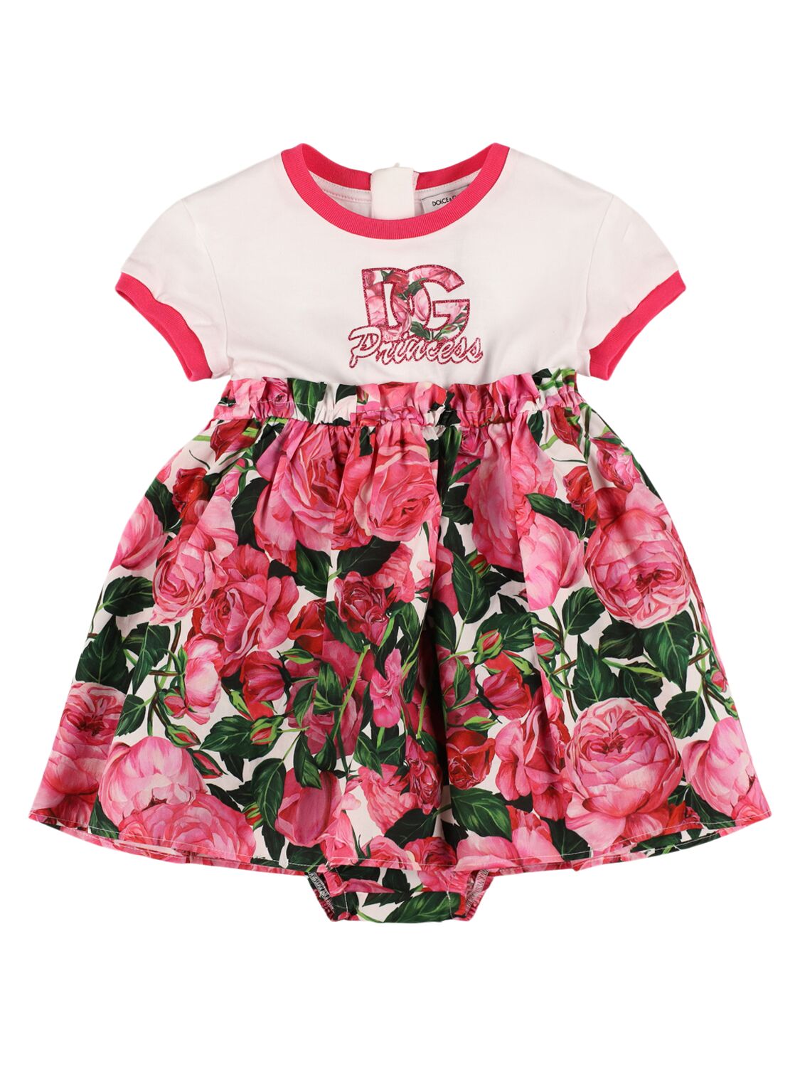 Dolce & Gabbana Babies' Printed Cotton Dress & Diaper Cover In Pink