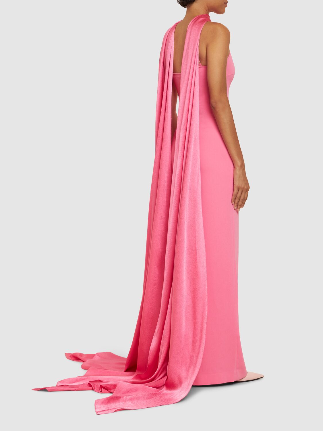 Shop Solace London Ophelia Crepe & Satin Maxi Dress In 浅粉色