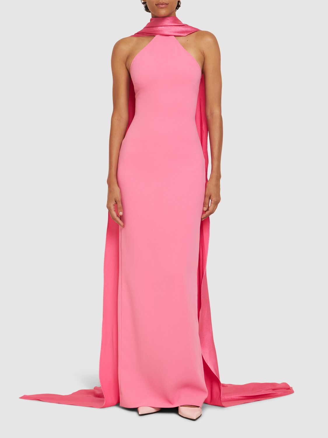 Shop Solace London Ophelia Crepe & Satin Maxi Dress In 浅粉色