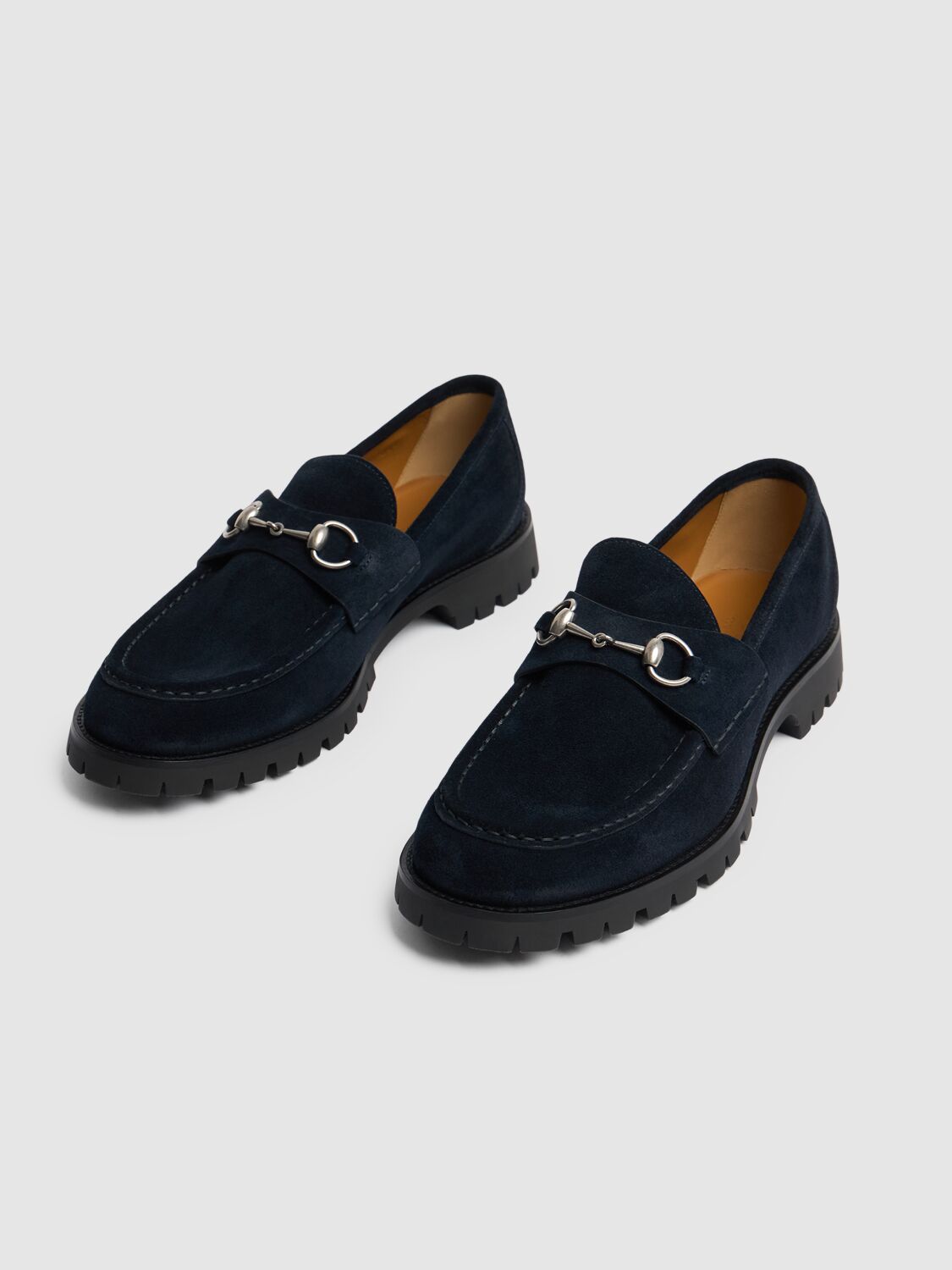 Shop Gucci Sylke Suede Leather Loafers In Blue