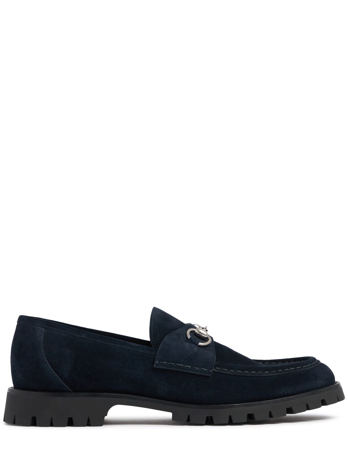 Shop Gucci Sylke Suede Leather Loafers In Blue