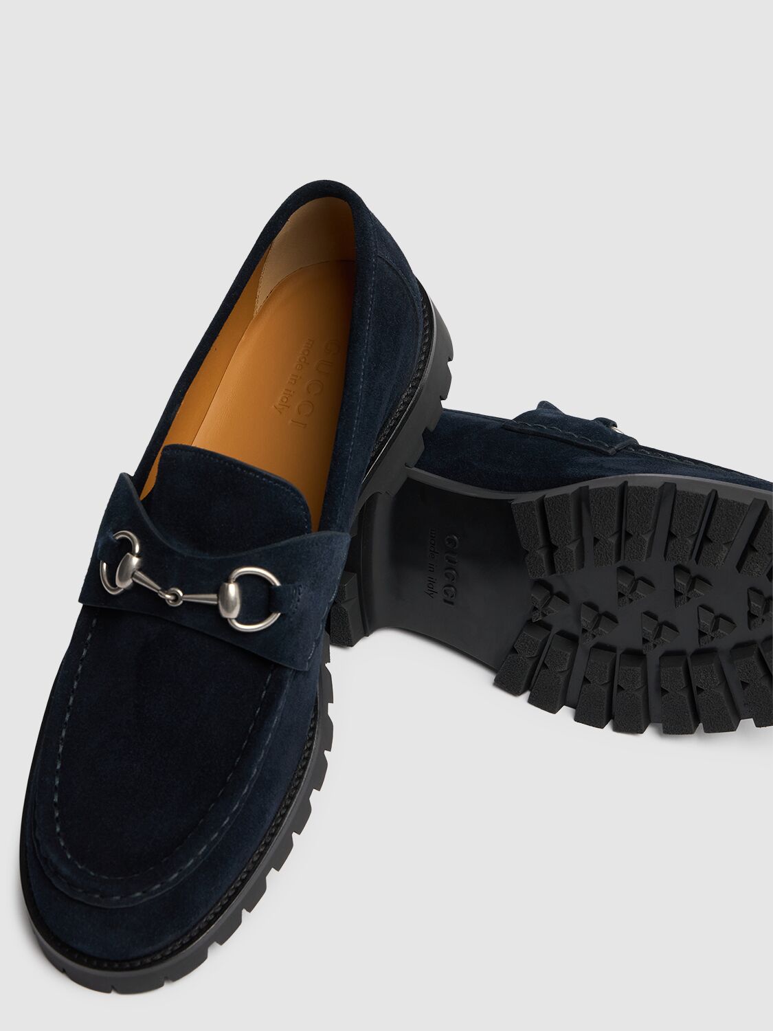 Shop Gucci Sylke Suede Leather Loafers In Blue