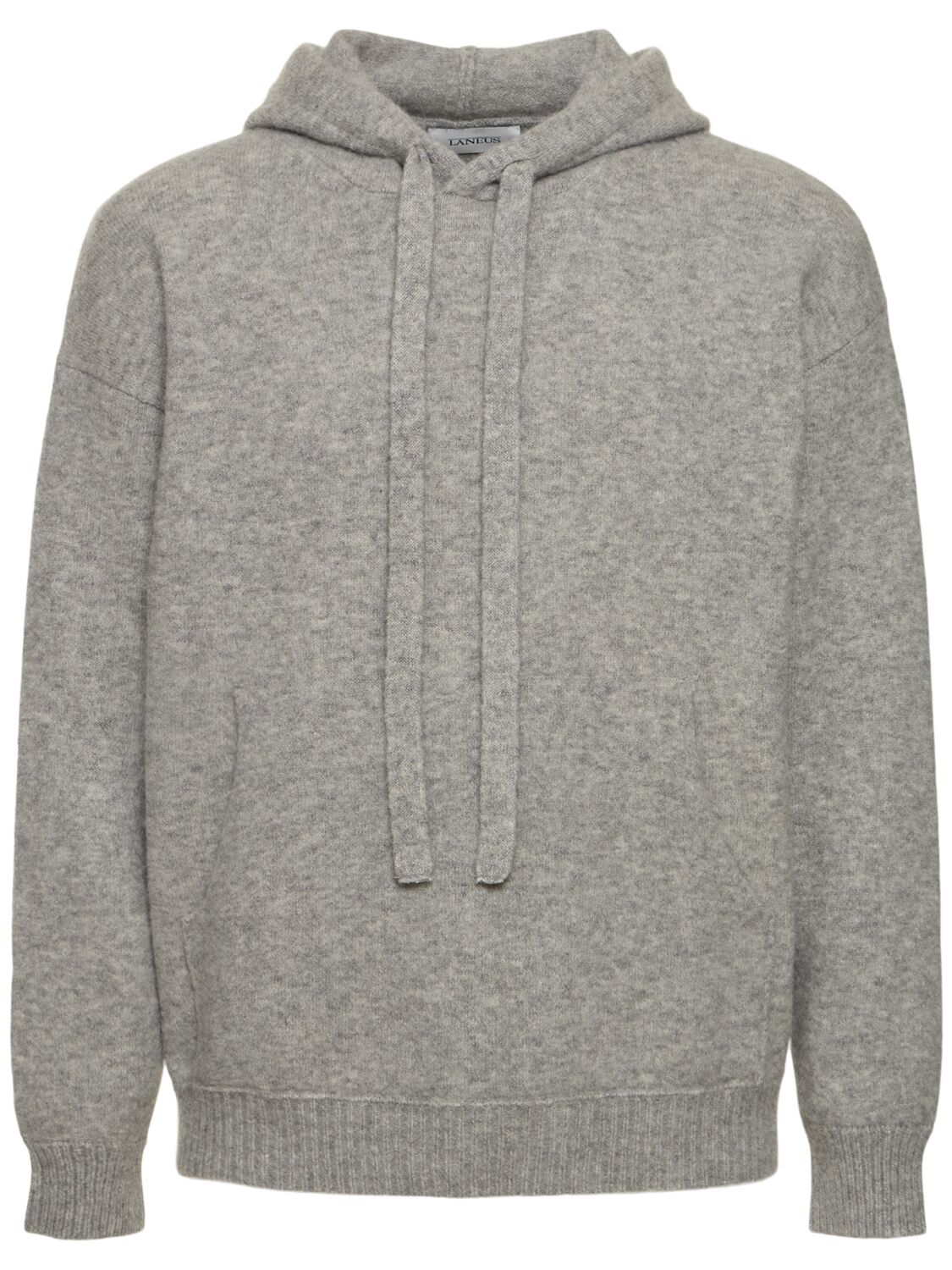 Shop Laneus Knitted Cashmere Blend Hoodie In Grey