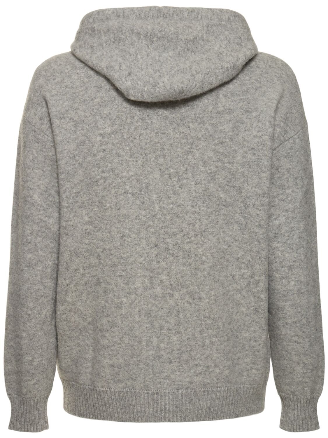 Shop Laneus Knitted Cashmere Blend Hoodie In Grey