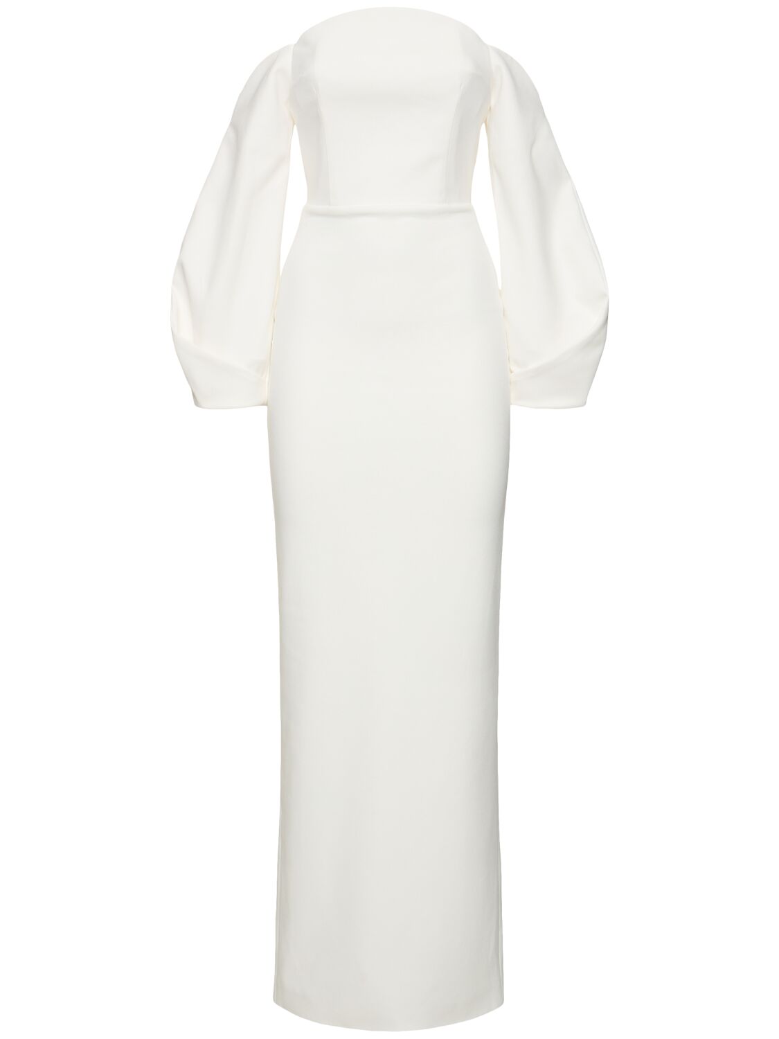 Solace London Lotta Satin & Crepe Maxi Dress In White