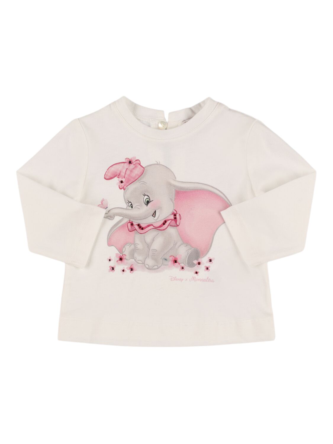 Monnalisa Dumbo Print Cotton Jersey T-shirt In 白色