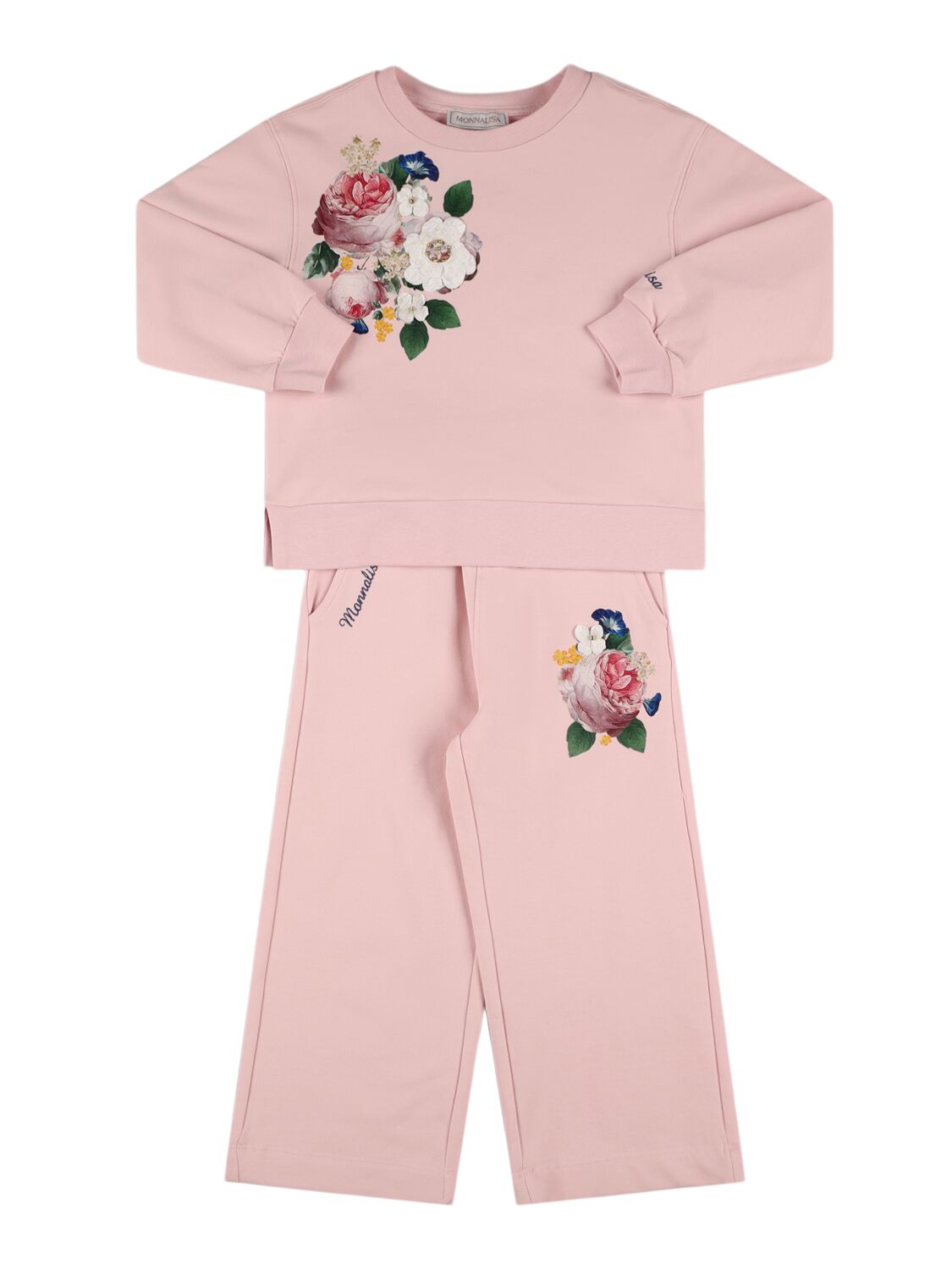 Monnalisa Babies' Printed Cotton Sweatshirt & Sweatpants In Pink