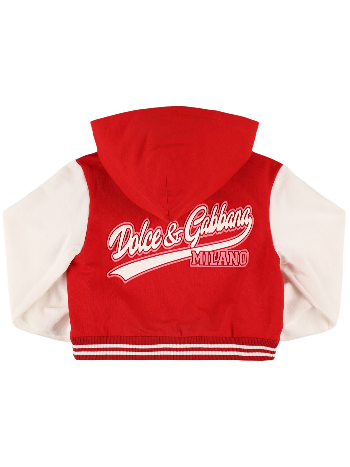 Shop Dolce & Gabbana Cotton Zip-up Hooded Sweatshirt In 红色