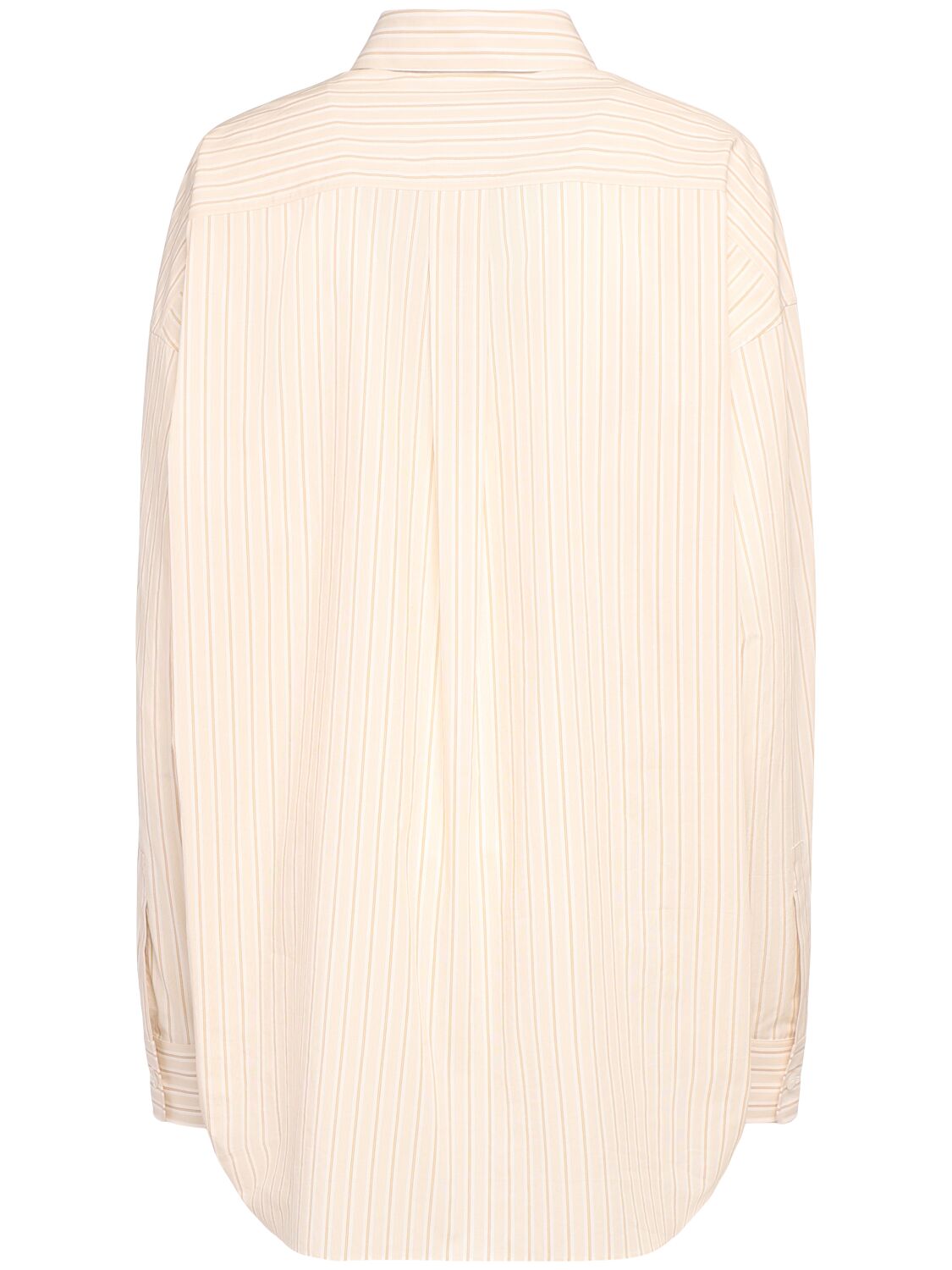 The Row Caster Striped Cotton Shirt In Beige/orange
