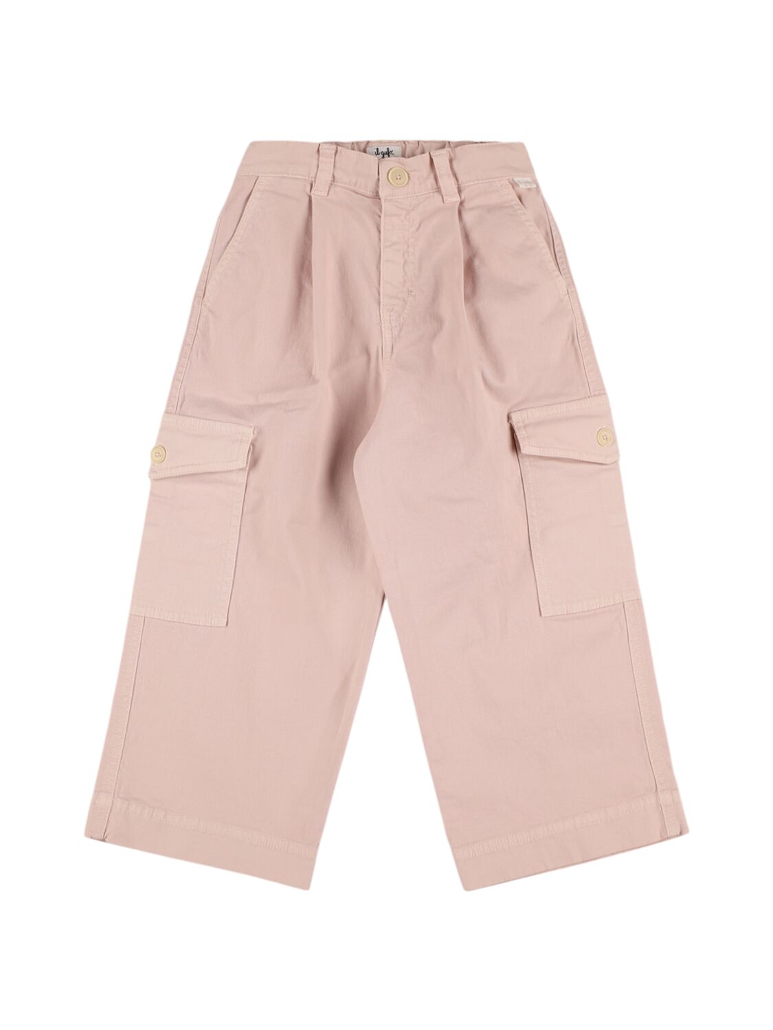 Il Gufo Babies' Stretch Cotton Gabardine Cargo Pants In 粉色