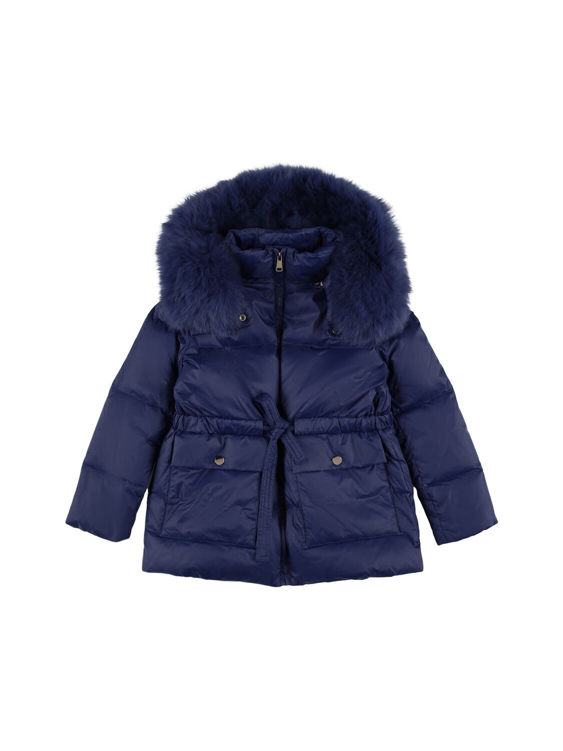 Yves Salomon Enfant Hooded Poly Down Jacket In 深蓝色