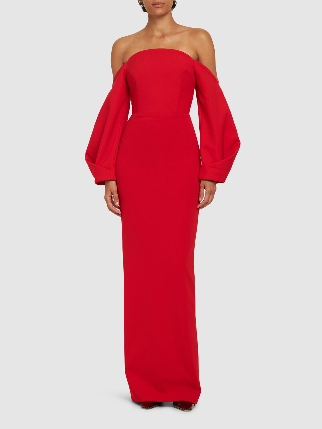 Shop Solace London Lotta Satin & Crepe Maxi Dress In Red