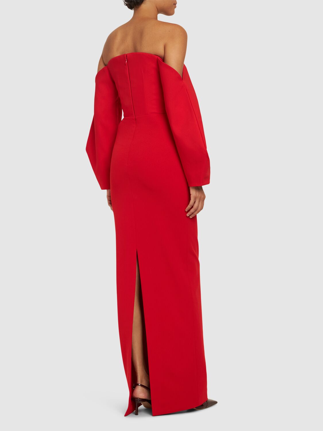 Shop Solace London Lotta Satin & Crepe Maxi Dress In Red