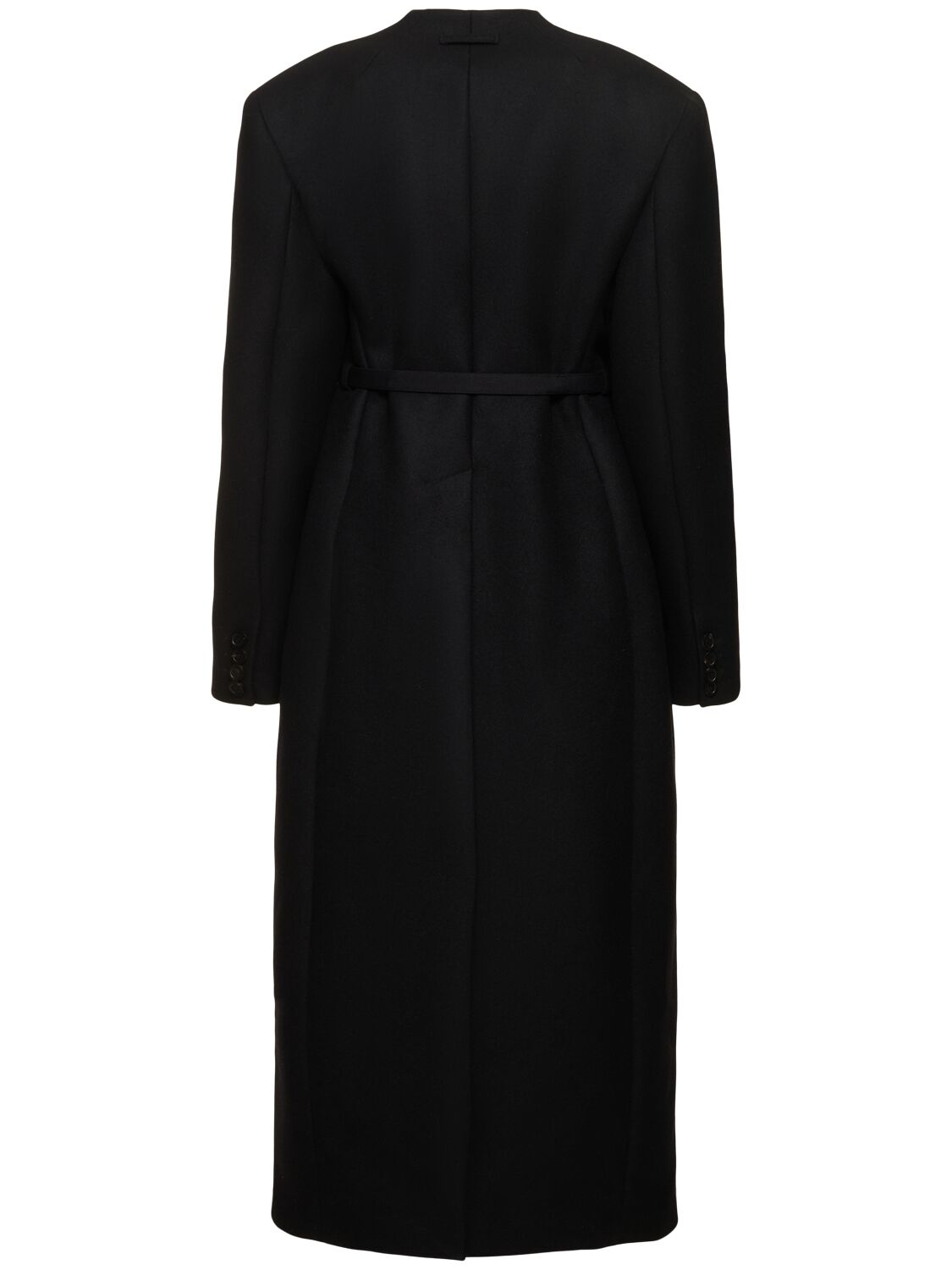 Shop Jean Paul Gaultier Wool Long Coat W/ Corset In 黑色