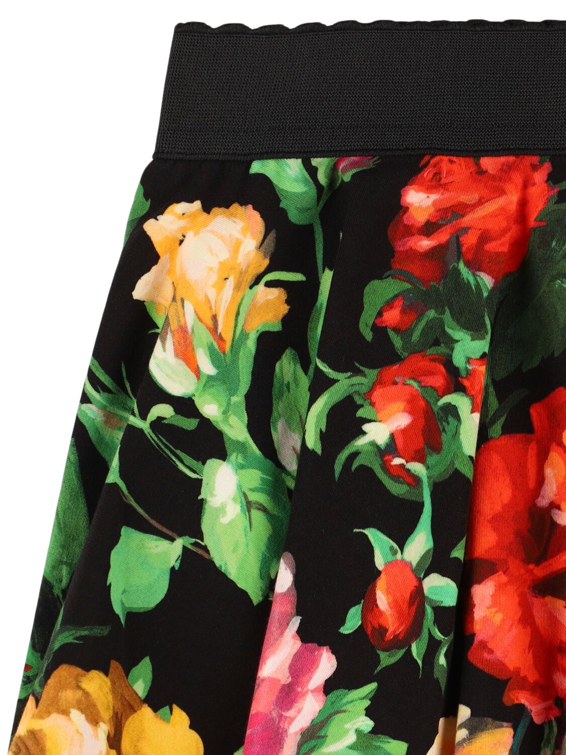 Dolce & Gabbana Printed Stretch Cotton Skirt In 黑色/多色