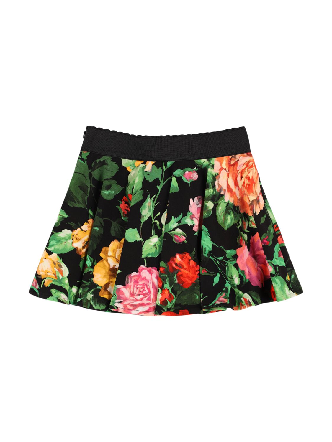 Dolce & Gabbana Printed Stretch Cotton Skirt In 黑色/多色