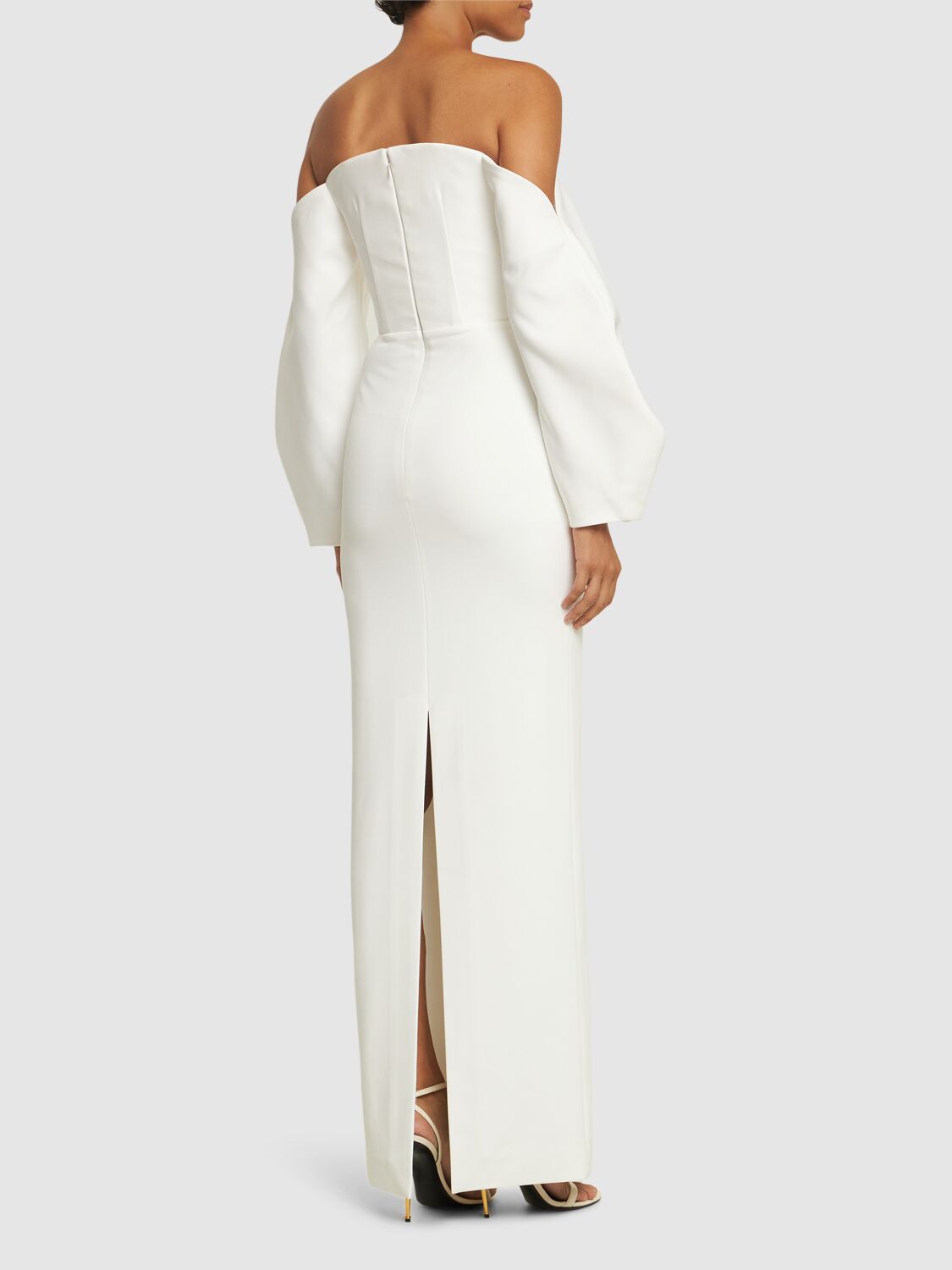 Shop Solace London Lotta Satin & Crepe Maxi Dress In White