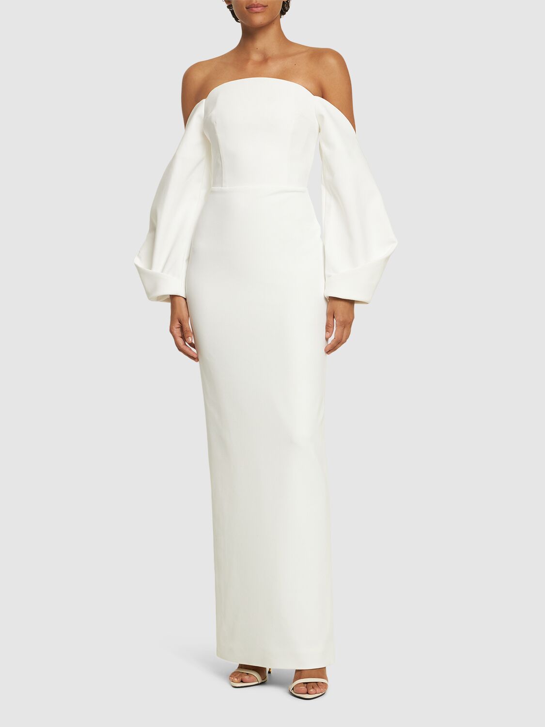 Shop Solace London Lotta Satin & Crepe Maxi Dress In White