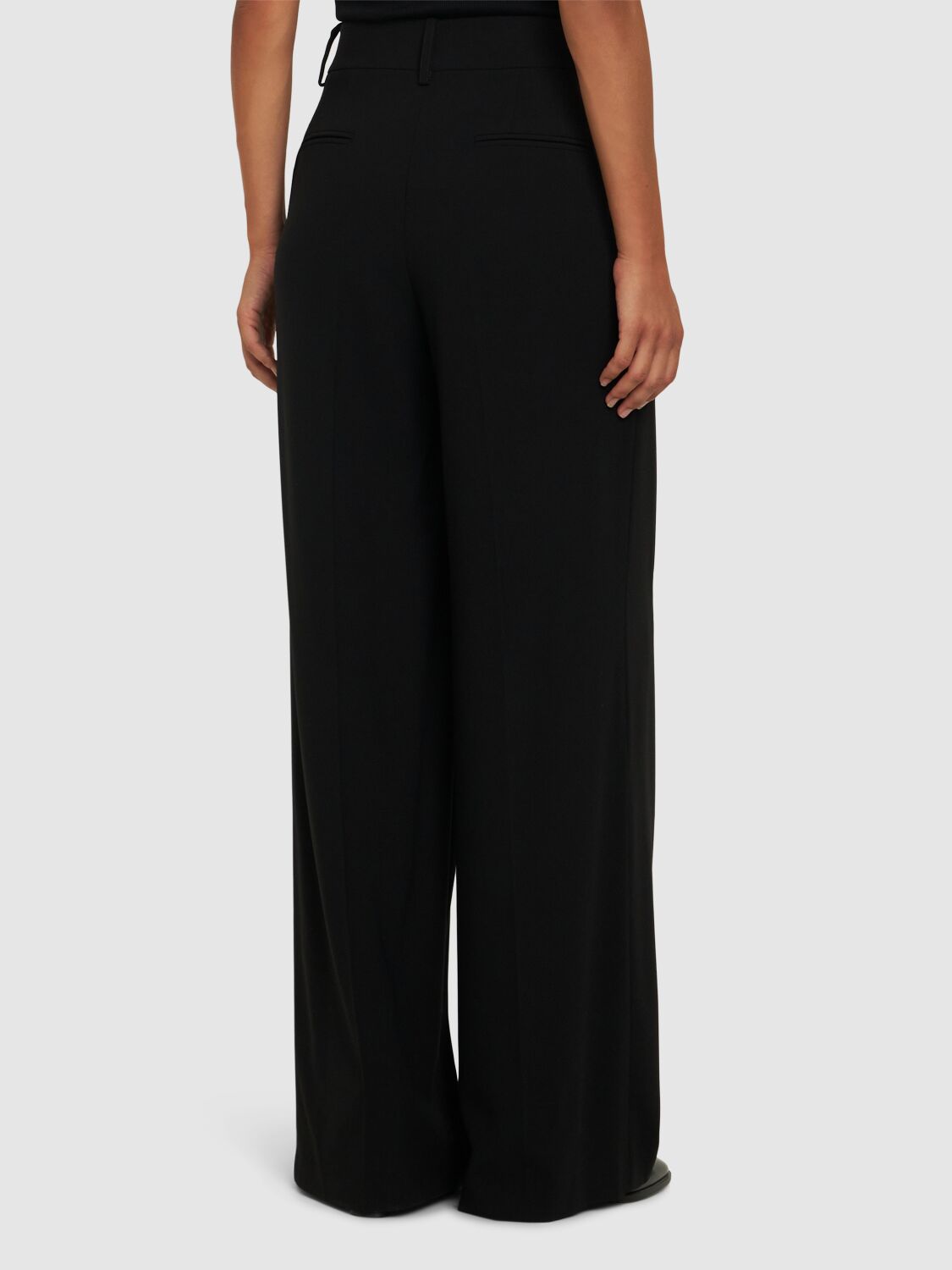 Shop Michael Kors Pleated Wool Serge Slouchy Wide Pants In Black