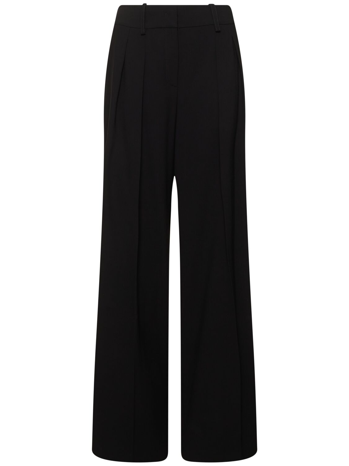 Michael Kors Pleated Wool Serge Slouchy Wide Pants In Black