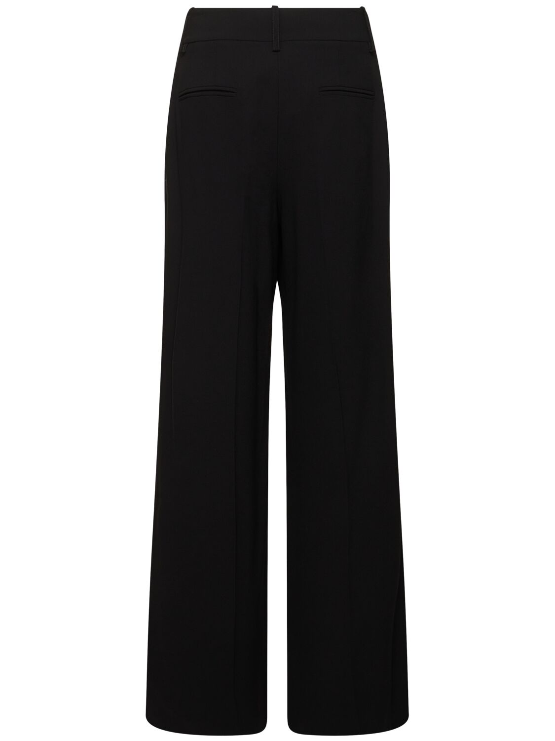 Shop Michael Kors Pleated Wool Serge Slouchy Wide Pants In Black