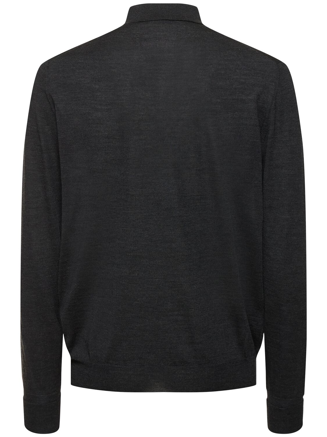 Shop Pt Torino Long Sleeve Wool Polo Sweater In Dark Grey