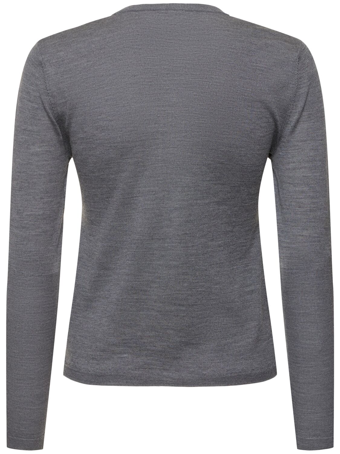 Shop Aspesi Merino Wool Knit Crewneck Cardigan In Grey