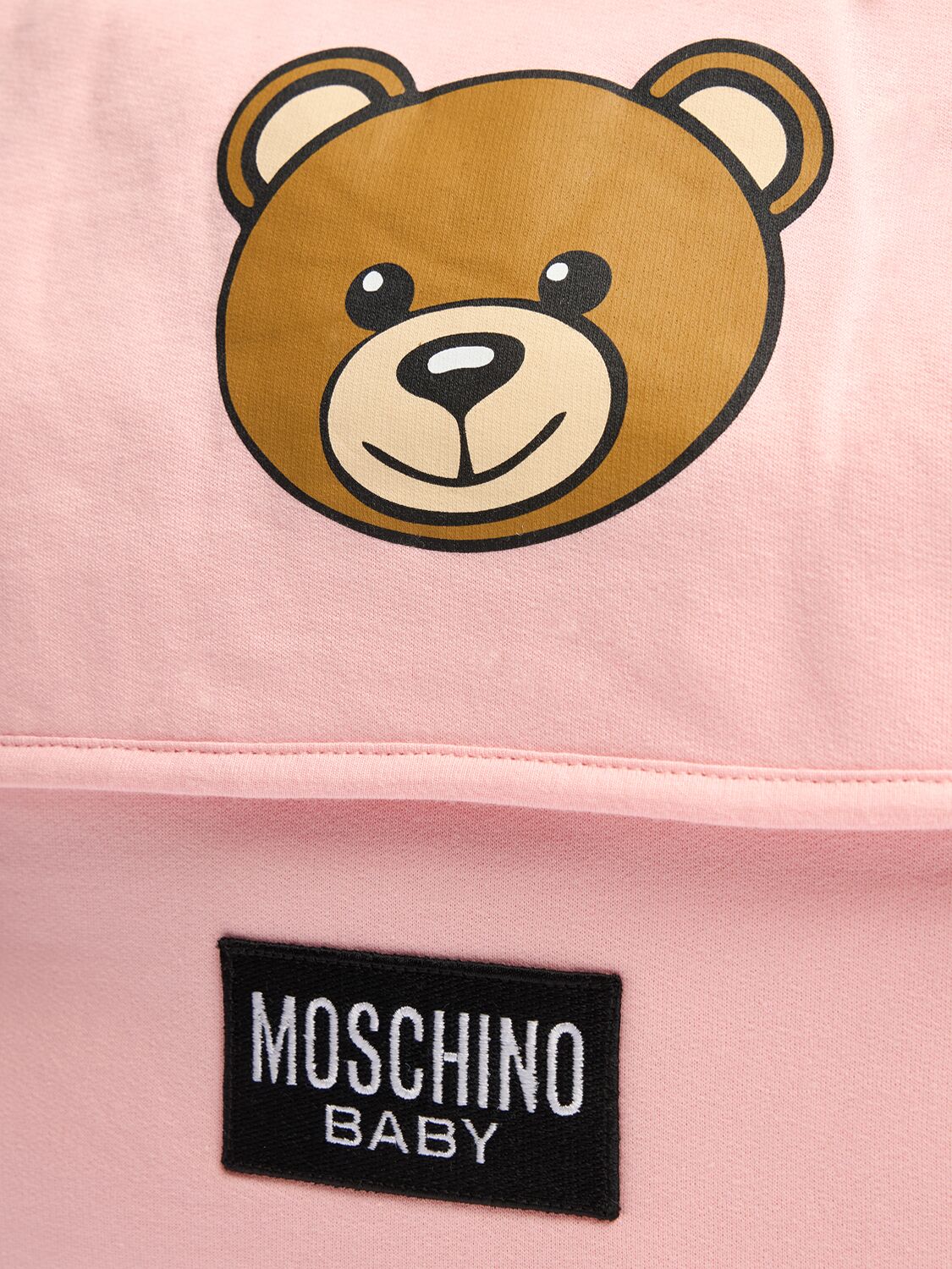 Shop Moschino Printed Cotton Changing Bag W/ Mat In Pink