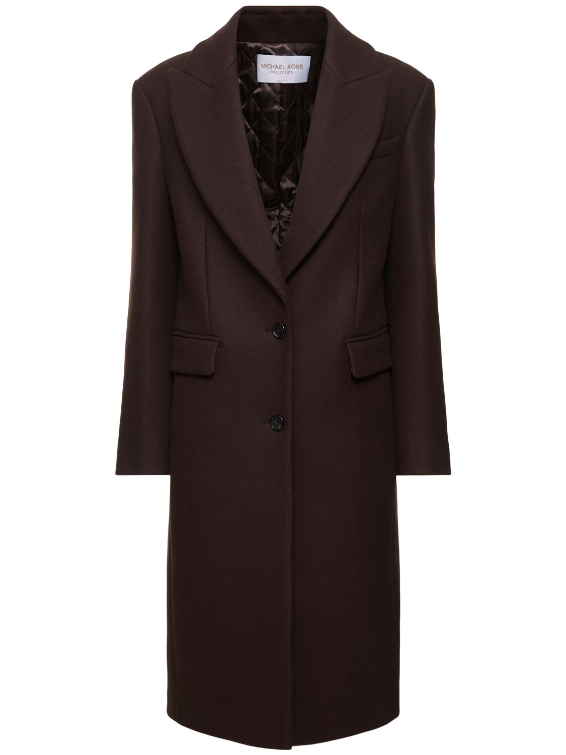 Michael Kors Chesterfield Sculptural Wool Melton Coat In Brown