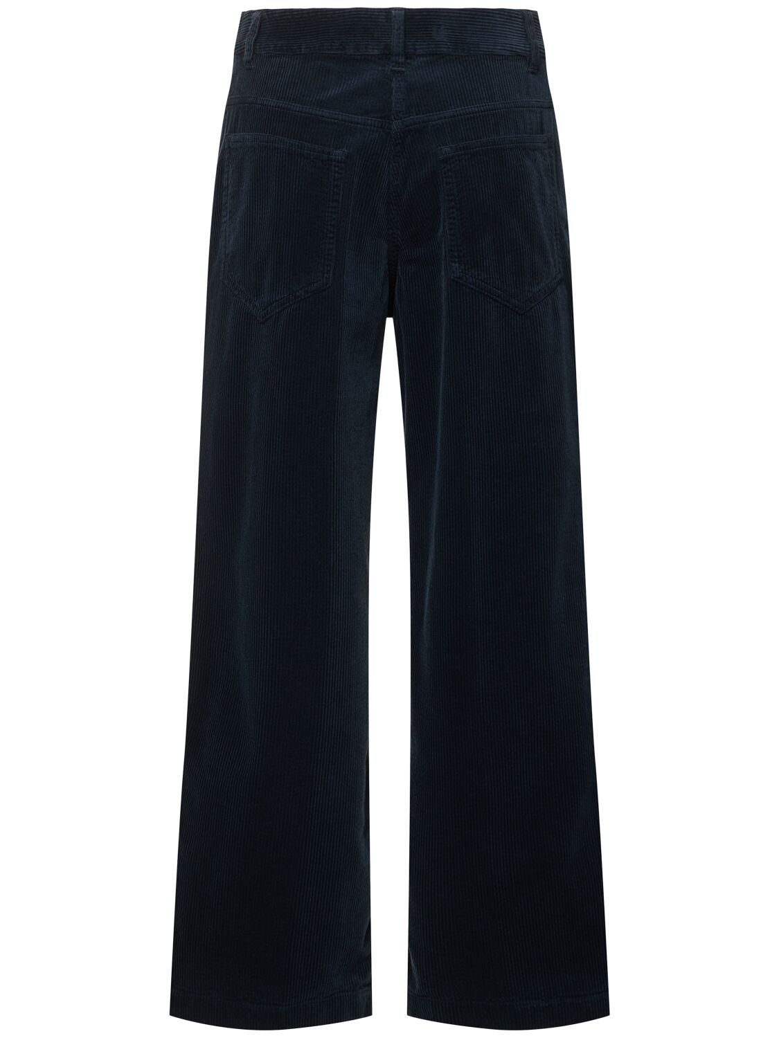 Shop Aspesi Corduroy Straight High Rise Pants In Navy